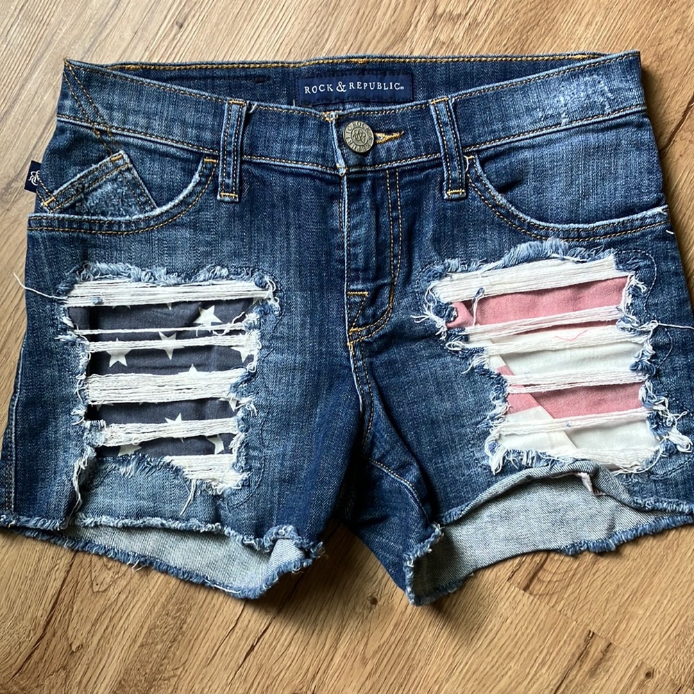 Rock & Republic Jean Shorts American flag size 2